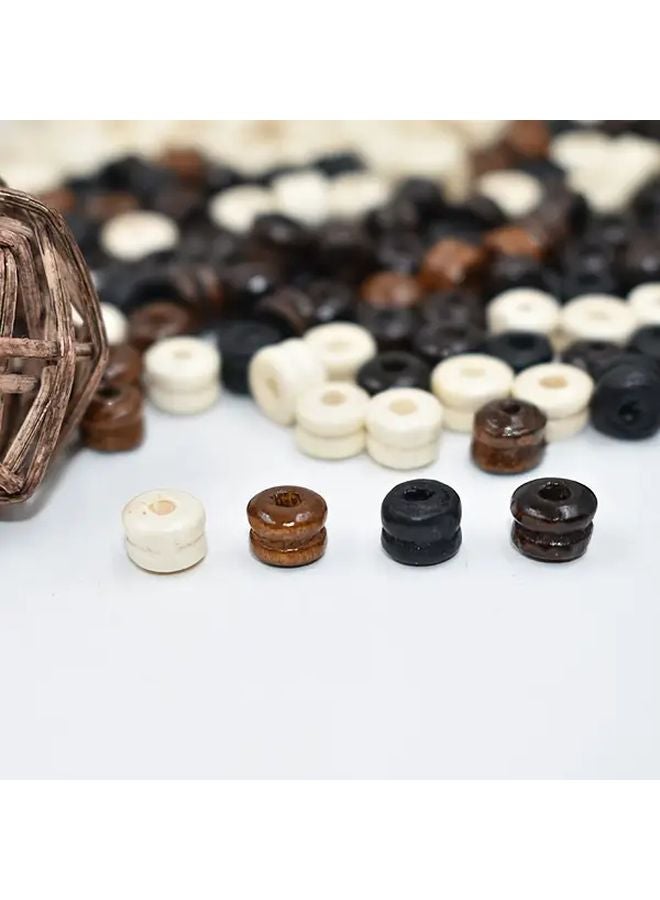 500 قطعة من الخرز الخشبي البني المتوسط ثقب مزدوج لصنع الحلي اليدوية والأعمال اليدوية DIY - Image 2